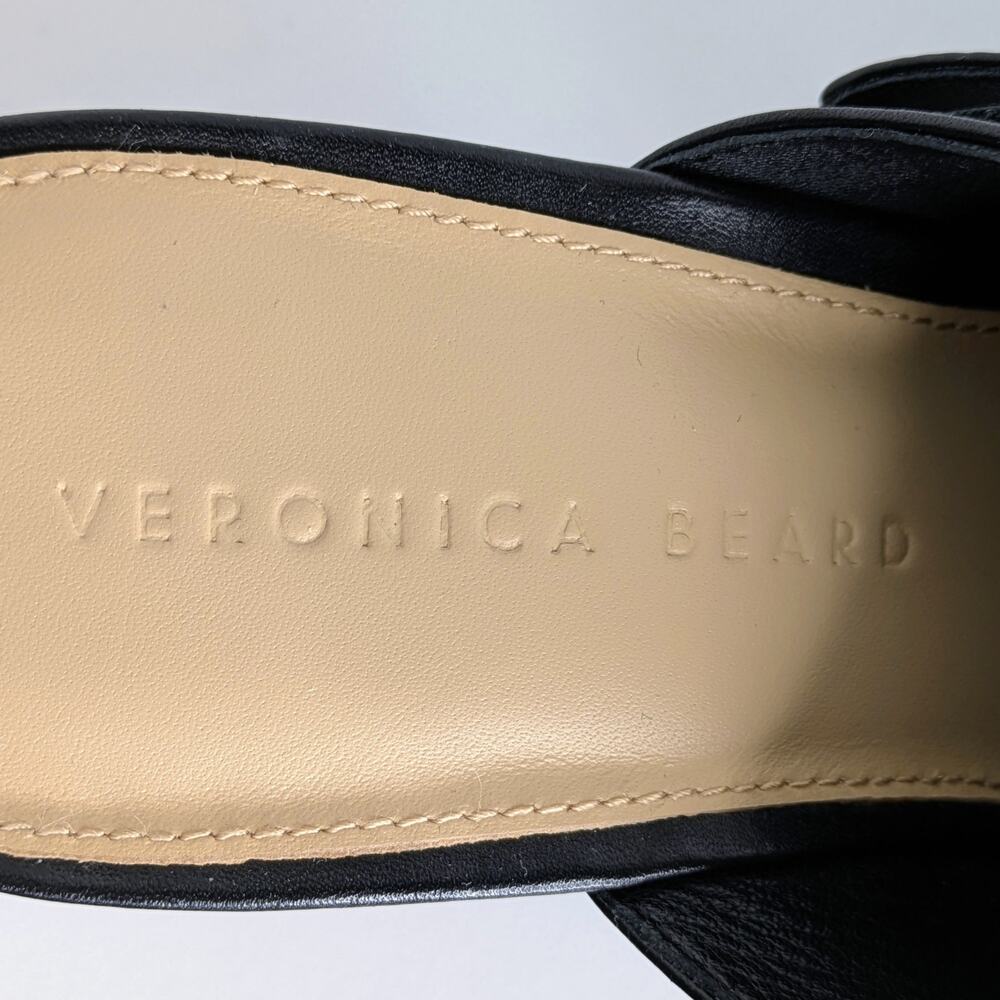 Veronica Beard Hendrix Platform Clogs 9 Black Leather Wood Heel Slip On Mules - Picture 2 of 16